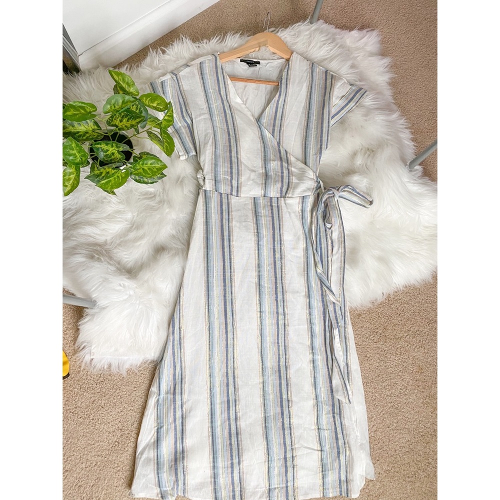 Multicolor striped pattern midi dress